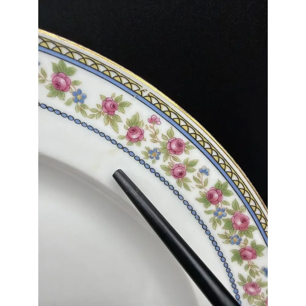 Hutschenreuther Selb Bavaria Yale Set 6 Dinner Plates 10” LHS Lion Pink Roses